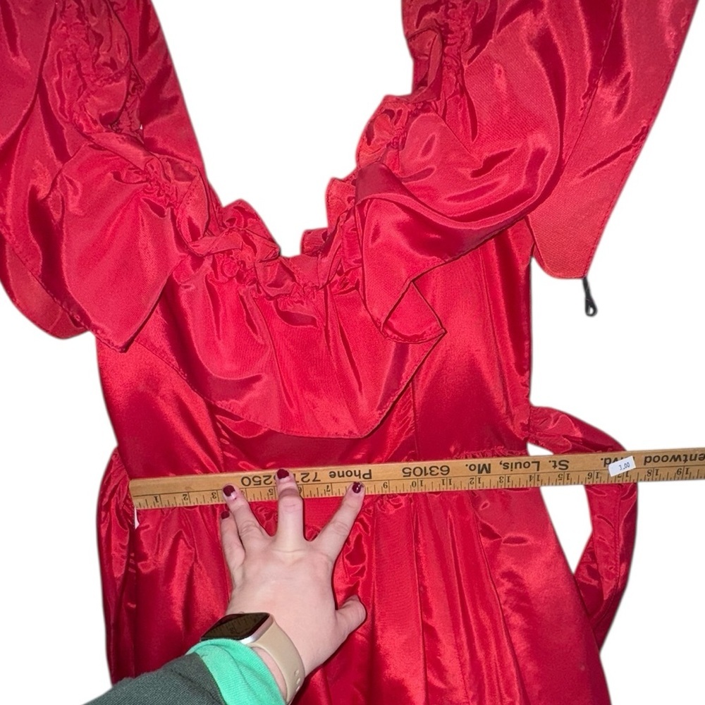 Vintage Gunne Sax Red Ruffle Dress Cottagecore Renaissance Gown - Picture 6 of 15